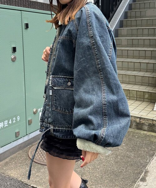 CIAOPANIC（チャオパニック）の「【ANTI WARP /アンチワープ】エクストラボリュームスリーブGジャン（デニムジャケット・レディース・インディゴブルー/ブラック・FREE）」の15枚目の写真