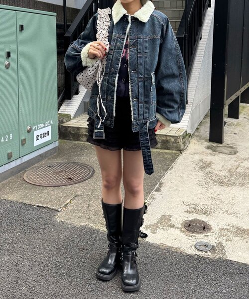 CIAOPANIC（チャオパニック）の「【ANTI WARP /アンチワープ】エクストラボリュームスリーブGジャン（デニムジャケット・レディース・インディゴブルー/ブラック・FREE）」の3枚目の写真