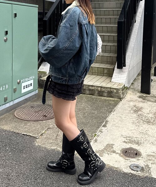 CIAOPANIC（チャオパニック）の「【ANTI WARP /アンチワープ】エクストラボリュームスリーブGジャン（デニムジャケット・レディース・インディゴブルー/ブラック・FREE）」の4枚目の写真