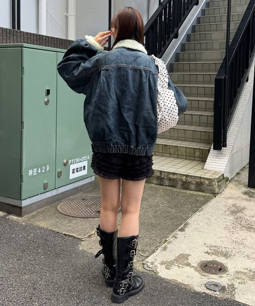 CIAOPANIC（チャオパニック）の「【ANTI WARP /アンチワープ】エクストラボリュームスリーブGジャン（デニムジャケット・レディース・インディゴブルー/ブラック・FREE）」の5枚目の写真