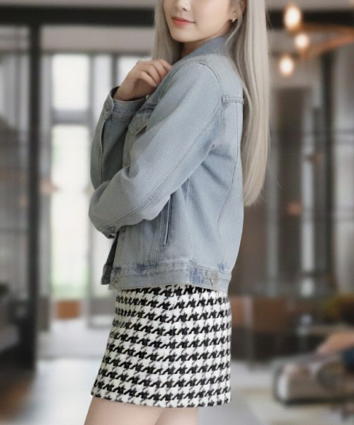 cammie(キャミー)の「千鳥柄台形ミニスカート(スカート・レディース・ブラウン/ブラック・M/L)」の6枚目の写真