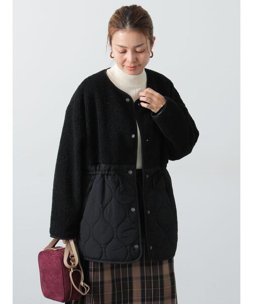 Lugnoncure（ルノンキュール）の「ボアキルト切替コート（その他アウター・レディース・ブラック/カーキ/オフホワイト・F）」の3枚目の写真