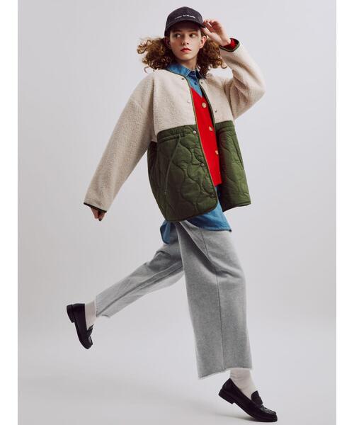 Lugnoncure（ルノンキュール）の「ボアキルト切替コート（その他アウター・レディース・ブラック/カーキ/オフホワイト・F）」の4枚目の写真