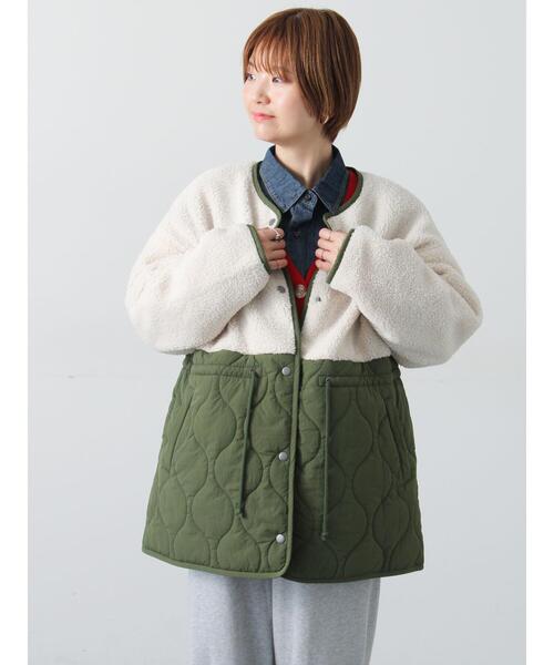 Lugnoncure（ルノンキュール）の「ボアキルト切替コート（その他アウター・レディース・ブラック/カーキ/オフホワイト・F）」の7枚目の写真