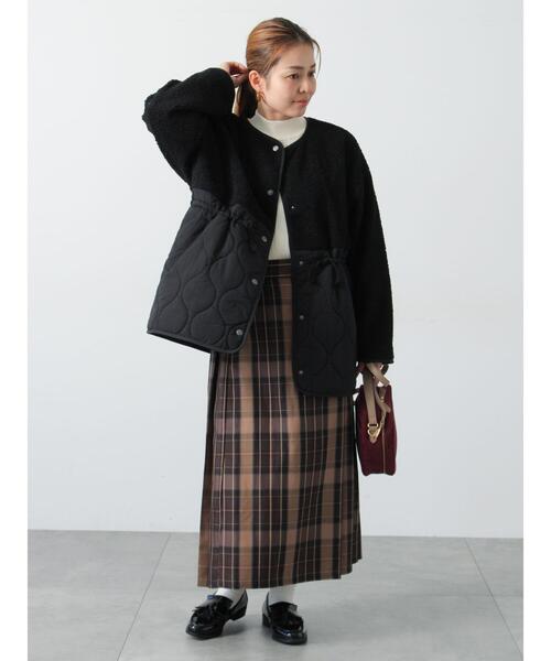 Lugnoncure（ルノンキュール）の「ボアキルト切替コート（その他アウター・レディース・ブラック/カーキ/オフホワイト・F）」の8枚目の写真