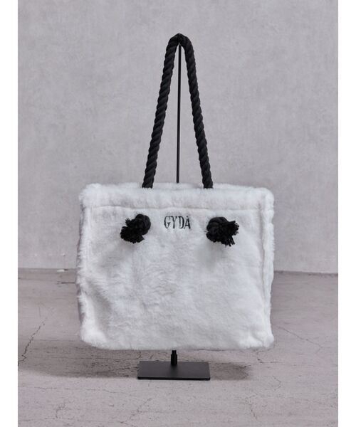 GYDA(ジェイダ)の「GYDAエコファーロープMトートBAG(トートバッグ・レディース・その他1/その他2/オフホワイト/ブラック・FREE)」の2枚目の写真