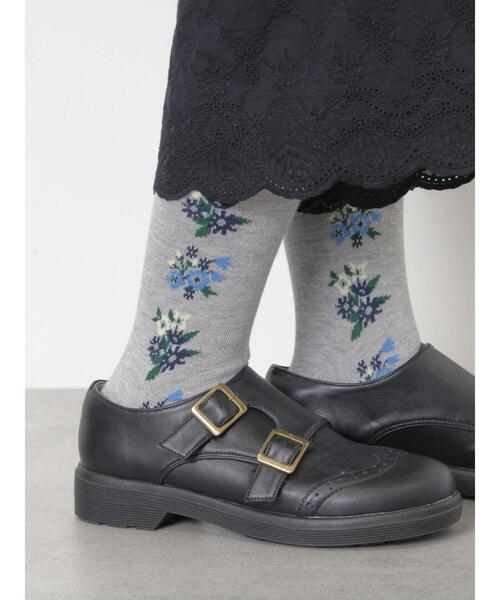 Samansa Mos2(サマンサ モスモス)の「フラワーラインタイツ(ソックス/靴下・レディース・グレー/ブラウン/ベージュ・F)」の2枚目の写真