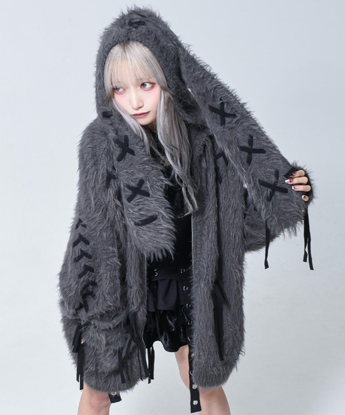 REFLEM(レフレム)の「『REFLEM/レフレム』うさ耳フェザーヤーンニットパーカー/ジップパーカー(パーカー・レディース・ブラック/チャコールグレー/ホワイト・FREE)」の3枚目の写真