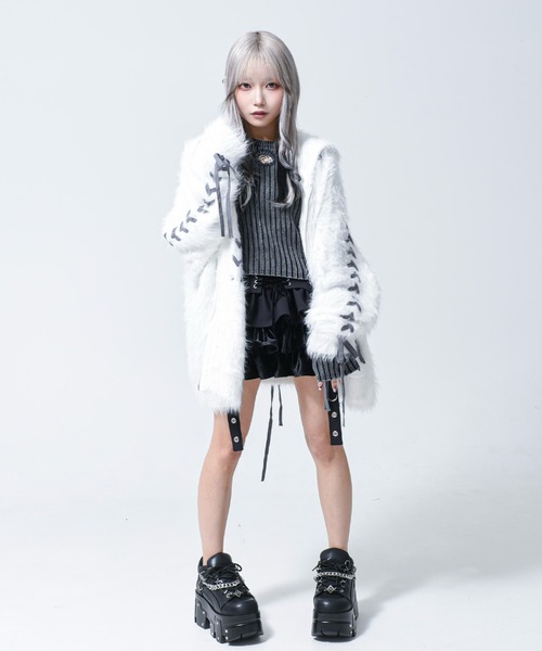 REFLEM(レフレム)の「『REFLEM/レフレム』うさ耳フェザーヤーンニットパーカー/ジップパーカー(パーカー・レディース・ブラック/チャコールグレー/ホワイト・FREE)」の16枚目の写真