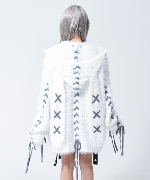 REFLEM(レフレム)の「『REFLEM/レフレム』うさ耳フェザーヤーンニットパーカー/ジップパーカー(パーカー・レディース・ブラック/チャコールグレー/ホワイト・FREE)」の14枚目の写真