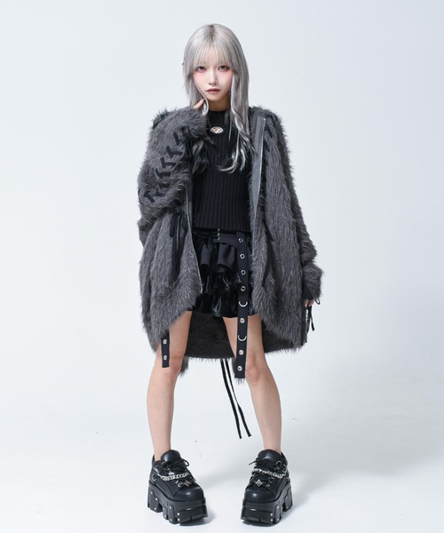 REFLEM(レフレム)の「『REFLEM/レフレム』うさ耳フェザーヤーンニットパーカー/ジップパーカー(パーカー・レディース・ブラック/チャコールグレー/ホワイト・FREE)」の21枚目の写真