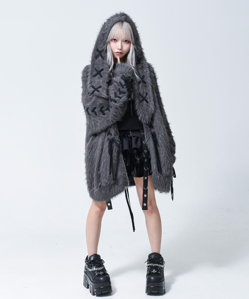 REFLEM(レフレム)の「『REFLEM/レフレム』うさ耳フェザーヤーンニットパーカー/ジップパーカー(パーカー・レディース・ブラック/チャコールグレー/ホワイト・FREE)」の22枚目の写真