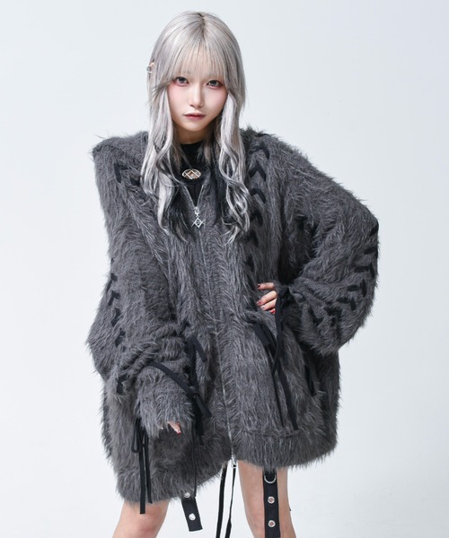 REFLEM(レフレム)の「『REFLEM/レフレム』うさ耳フェザーヤーンニットパーカー/ジップパーカー(パーカー・レディース・ブラック/チャコールグレー/ホワイト・FREE)」の17枚目の写真