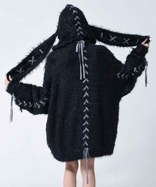 REFLEM(レフレム)の「『REFLEM/レフレム』うさ耳フェザーヤーンニットパーカー/ジップパーカー(パーカー・レディース・ブラック/チャコールグレー/ホワイト・FREE)」の10枚目の写真