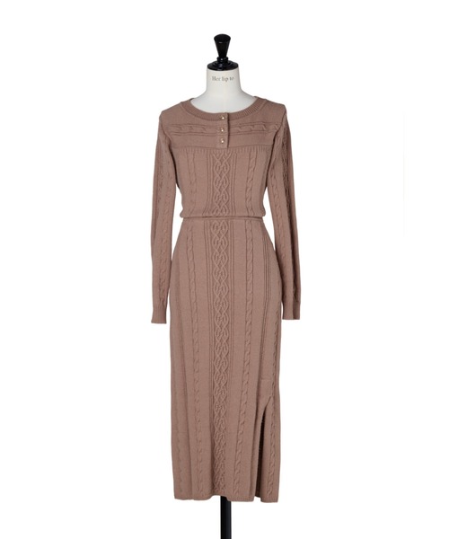 ワンピース Herlipto Cecily Cable Knit Dress M Cecily Cable Knit Dress（ワンピース）｜Her lip to（ハーリップ