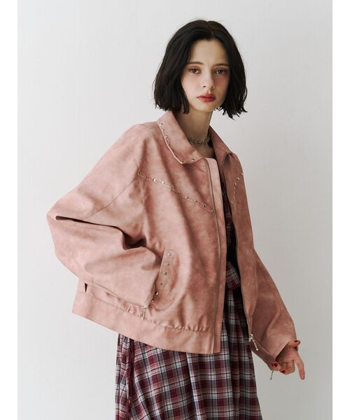 jouetie（ジュエティ）の「フェイクレザースタッズブルゾン（ブルゾン・レディース・ブラック/ブラウン/ピンク・MEDIUM）」の18枚目の写真
