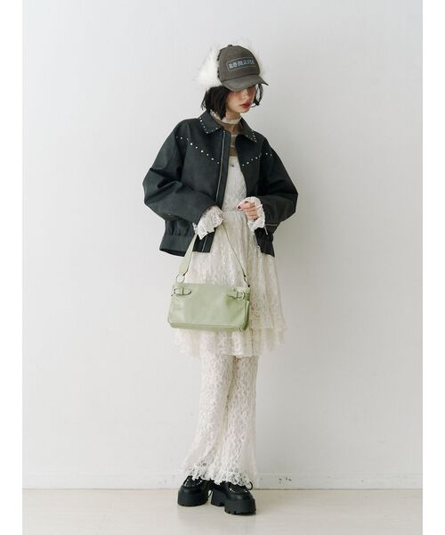 jouetie（ジュエティ）の「フェイクレザースタッズブルゾン（ブルゾン・レディース・ブラック/ブラウン/ピンク・MEDIUM）」の10枚目の写真