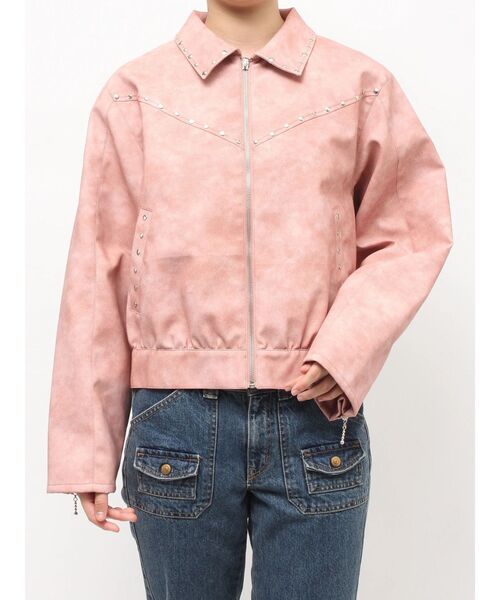 フェイクレザースタッズブルゾン（ブルゾン）｜jouetie（ジュエティ