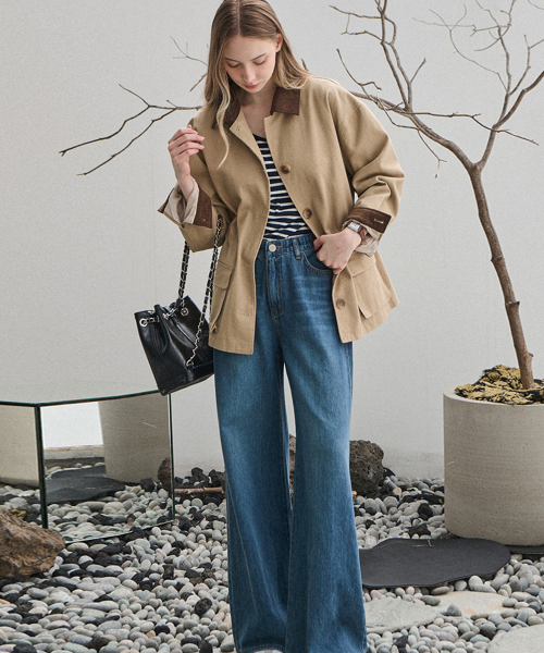 SLOWLOLLI（スローローリ）の「Cotton half work jacket（その他アウター・レディース・ネイビー/Beige・FREE）」の4枚目の写真