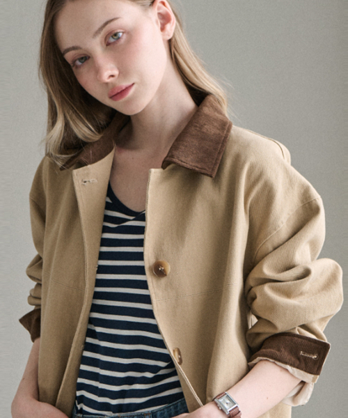 SLOWLOLLI（スローローリ）の「Cotton half work jacket（その他アウター・レディース・ネイビー/Beige・FREE）」の5枚目の写真