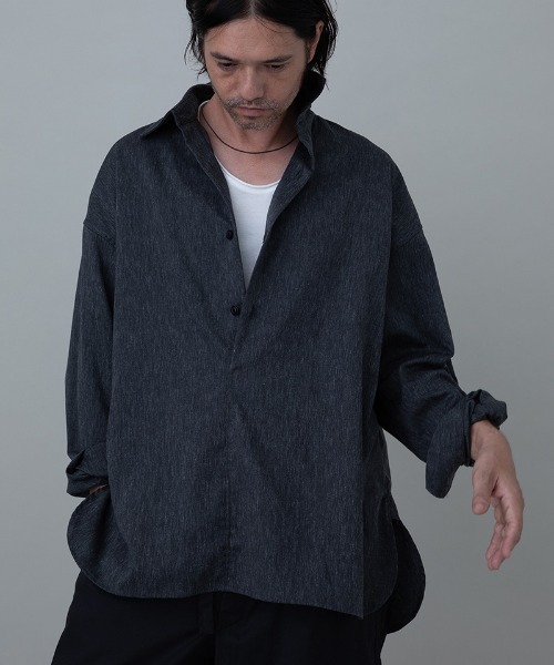 EGO TRIPPING(エゴトリッピング)の「ms6328- MINIMALPULLOVER プルオーバーシャツ(616607)(シャツ/ブラウス・メンズ・ブラック/杢グレー/ホワイト・46/48)」の1枚目の写真