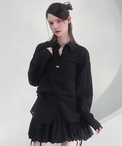 Vivacious(ビバシャス)の「Sillage See-Through Stripe Shirt PINK(シャツ/ブラウス・レディース・ピンク・FREE)」の3枚目の写真