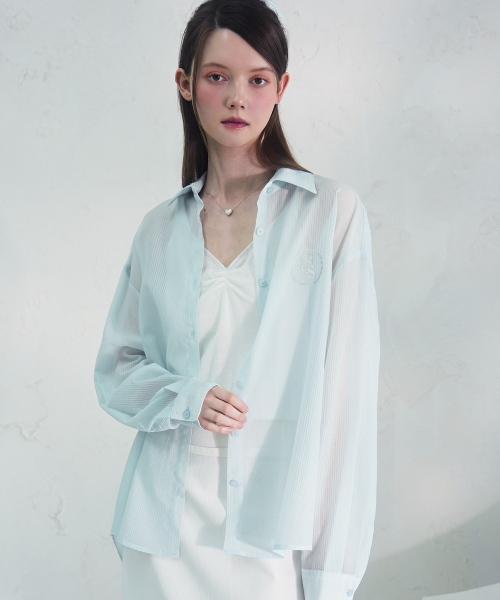 Vivacious(ビバシャス)の「Sillage See-Through Stripe Shirt PINK(シャツ/ブラウス・レディース・ピンク・FREE)」の4枚目の写真