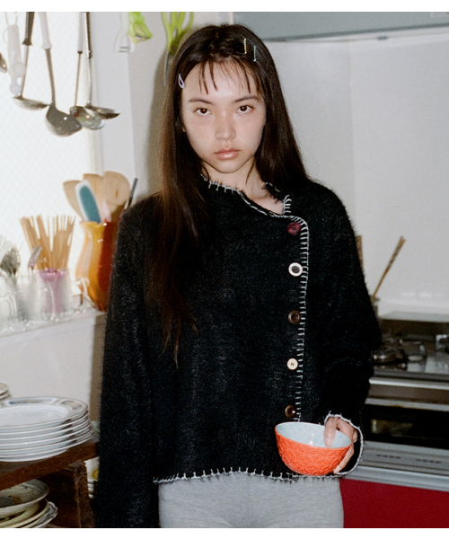 NICE GHOST CLUB(ナイスゴーストクラブ)の「FFATS BUTTON CARDIGAN_BLACK(NG2FFFK683A)(カーディガン/ボレロ・レディース・ブラック・SMALL/MEDIUM)」の1枚目の写真