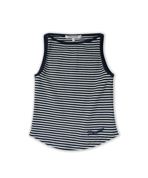 Vivacious(ビバシャス)の「Sus Boatneck Stripe Sleeveless NAVY(Tシャツ/カットソー・レディース・ネイビー・SMALL/MEDIUM)」の4枚目の写真