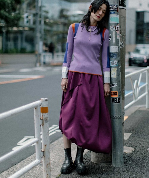 MARECHAL TERRE（マルシャルテル）の「カフスリブニットトップス（ニット/セーター・レディース・ブラック/ネイビー/グレー/アイボリー/ラベンダー・MEDIUM）」の7枚目の写真