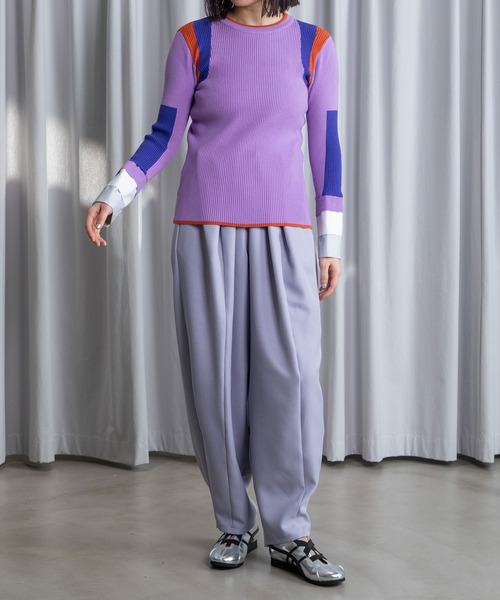 MARECHAL TERRE（マルシャルテル）の「カフスリブニットトップス（ニット/セーター・レディース・ブラック/ネイビー/グレー/アイボリー/ラベンダー・MEDIUM）」の12枚目の写真