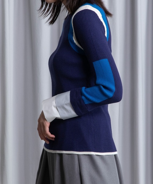 MARECHAL TERRE（マルシャルテル）の「カフスリブニットトップス（ニット/セーター・レディース・ブラック/ネイビー/グレー/アイボリー/ラベンダー・MEDIUM）」の15枚目の写真