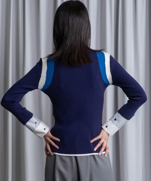 MARECHAL TERRE（マルシャルテル）の「カフスリブニットトップス（ニット/セーター・レディース・ブラック/ネイビー/グレー/アイボリー/ラベンダー・MEDIUM）」の16枚目の写真