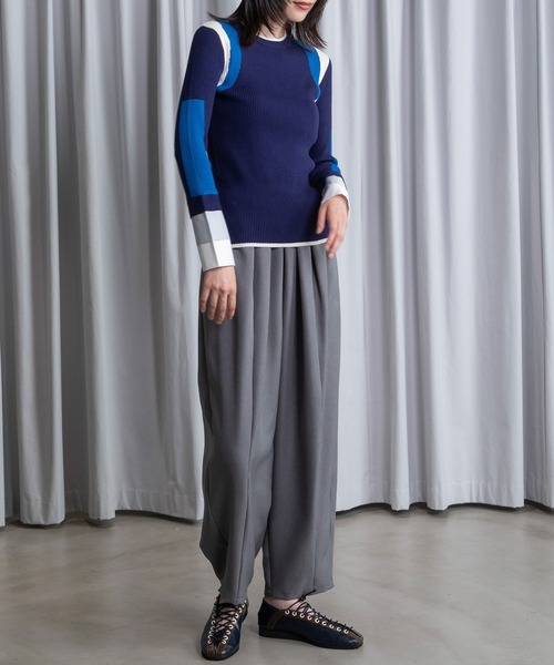 MARECHAL TERRE（マルシャルテル）の「カフスリブニットトップス（ニット/セーター・レディース・ブラック/ネイビー/グレー/アイボリー/ラベンダー・MEDIUM）」の18枚目の写真