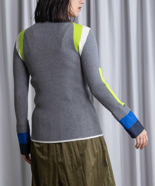 MARECHAL TERRE（マルシャルテル）の「カフスリブニットトップス（ニット/セーター・レディース・ブラック/ネイビー/グレー/アイボリー/ラベンダー・MEDIUM）」の21枚目の写真