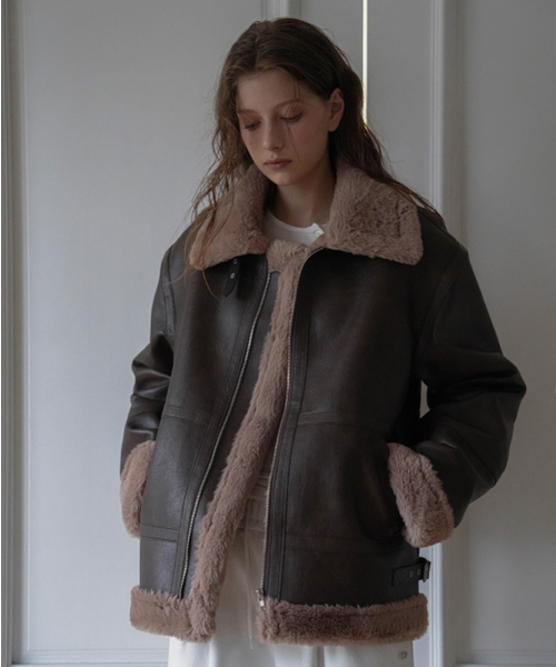 DEHEVE（デヘヴェ）の「Leather High-Neck Mustang [Brown]（ムートンコート・レディース・ブラウン・FREE）」の8枚目の写真