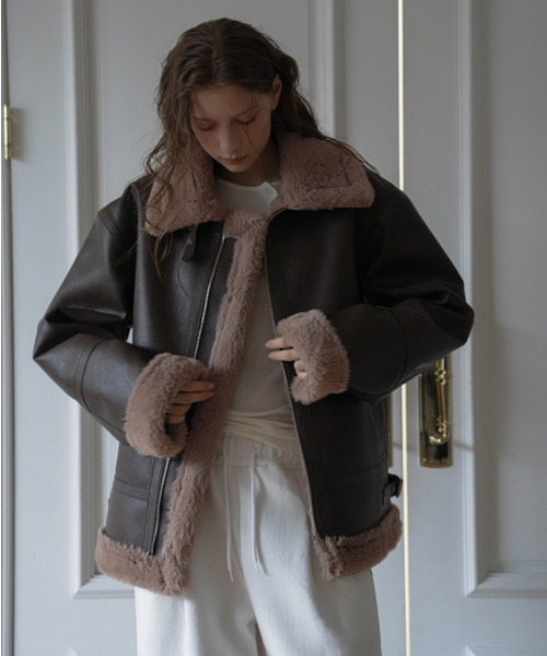 DEHEVE（デヘヴェ）の「Leather High-Neck Mustang [Brown]（ムートンコート・レディース・ブラウン・FREE）」の11枚目の写真