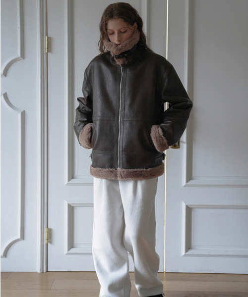 DEHEVE（デヘヴェ）の「Leather High-Neck Mustang [Brown]（ムートンコート・レディース・ブラウン・FREE）」の12枚目の写真