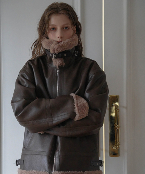 DEHEVE（デヘヴェ）の「Leather High-Neck Mustang [Brown]（ムートンコート・レディース・ブラウン・FREE）」の13枚目の写真