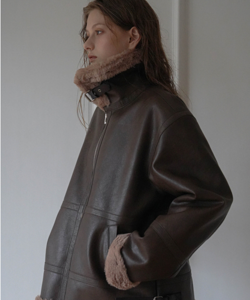 DEHEVE（デヘヴェ）の「Leather High-Neck Mustang [Brown]（ムートンコート・レディース・ブラウン・FREE）」の15枚目の写真