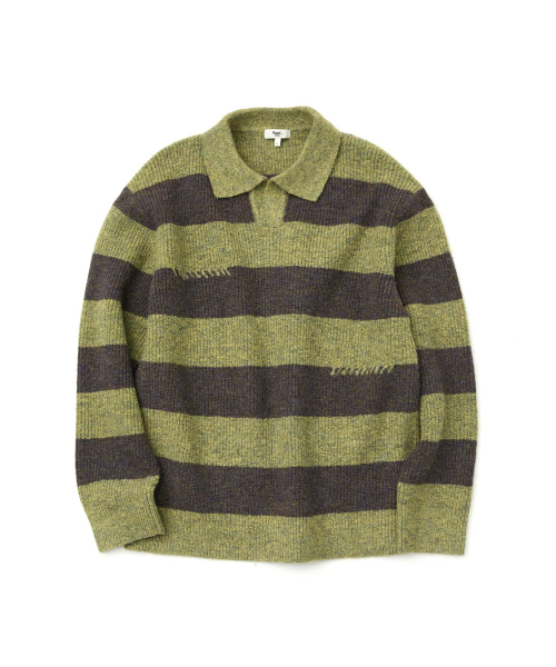 WMC(ダブリューエムシー)の「ボールドストライプカラーニット_LIGHT GREEN(ニット/セーター・メンズ・ライトグリーン・LARGE/X-LARGE/MEDIUM)」の2枚目の写真