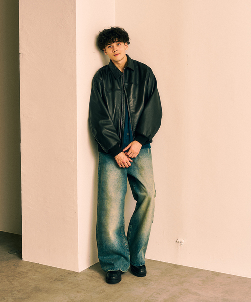 417 EDIFICE(フォーワンセブンエディフィス)の「SHEEP LEATHER JACKET / シープレザージャケット(ライダースジャケット・メンズ・ブラック・MEDIUM/LARGE)」の4枚目の写真