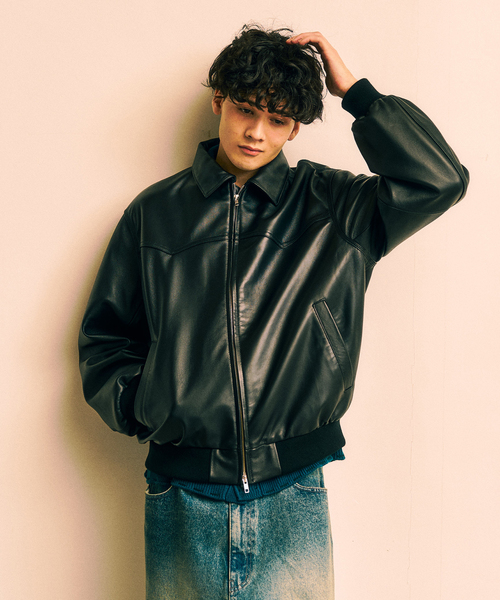 417 EDIFICE(フォーワンセブンエディフィス)の「SHEEP LEATHER JACKET / シープレザージャケット(ライダースジャケット・メンズ・ブラック・MEDIUM/LARGE)」の3枚目の写真