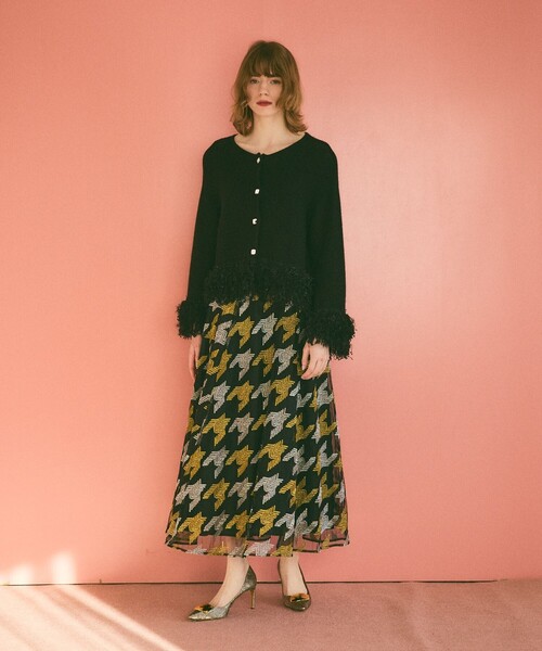 GRACE CLASS（グレースクラス）の「ラメフェザーフリンジカーディガン（カーディガン/ボレロ・レディース・キナリ/ブラック・36）」の7枚目の写真