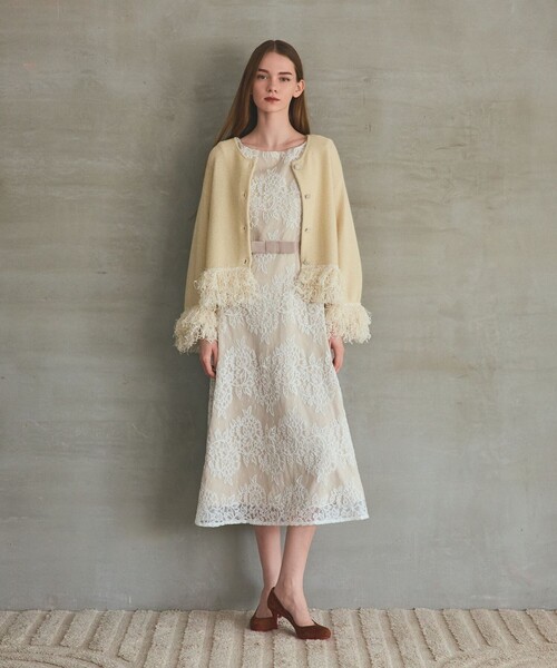 GRACE CLASS（グレースクラス）の「ラメフェザーフリンジカーディガン（カーディガン/ボレロ・レディース・キナリ/ブラック・36）」の11枚目の写真