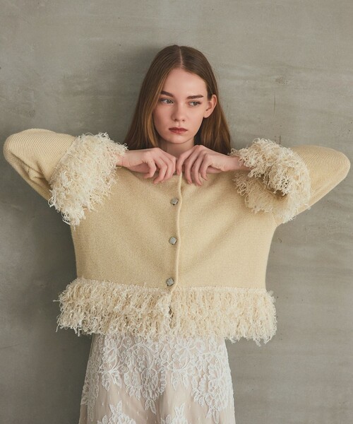 GRACE CLASS（グレースクラス）の「ラメフェザーフリンジカーディガン（カーディガン/ボレロ・レディース・キナリ/ブラック・36）」の14枚目の写真