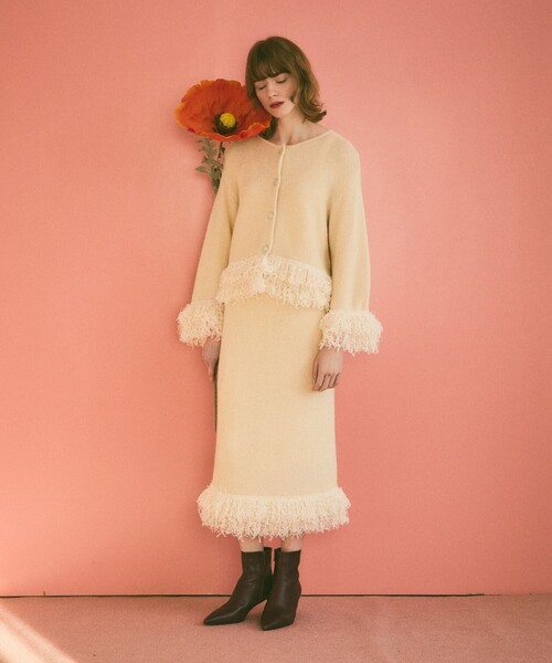 GRACE CLASS（グレースクラス）の「ラメフェザーフリンジカーディガン（カーディガン/ボレロ・レディース・キナリ/ブラック・36）」の16枚目の写真