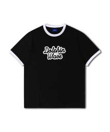 ドルフィン発泡プリントビッグロゴリンガー半袖Tシャツブラック