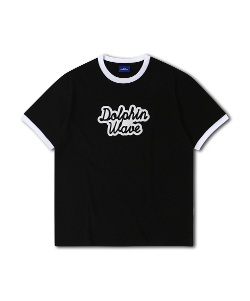DOLPHIN WAVE APPAREL(ドルフィンウェーブアパレル)の「ドルフィン発泡プリントビッグロゴリンガー半袖Tシャツブラック(Tシャツ/カットソー・メンズ・その他・MEDIUM/LARGE/X-LARGE)」の1枚目の写真