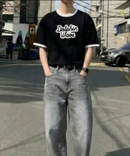 DOLPHIN WAVE APPAREL(ドルフィンウェーブアパレル)の「ドルフィン発泡プリントビッグロゴリンガー半袖Tシャツブラック(Tシャツ/カットソー・メンズ・その他・MEDIUM/LARGE/X-LARGE)」の9枚目の写真